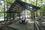 covered picnic shelters at lake 